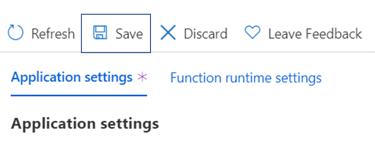 Saving the settings