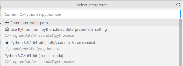 Selecting interpreter path